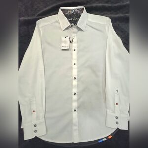 Robert Graham Classic White Shirt with Black and Red Accents
